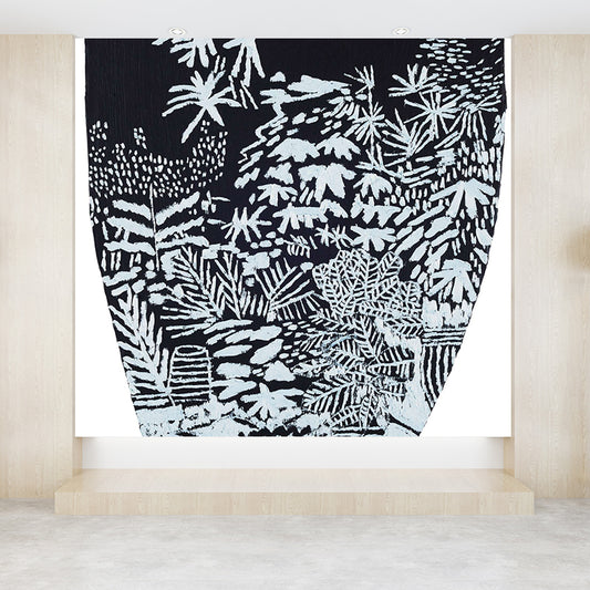 Giant Hand Printed Mural Decal Black and White Non-Woven Wall Art for Home Decor, Personalised Clearhalo 'Wall Decor' 'Wall Mural' 1595052