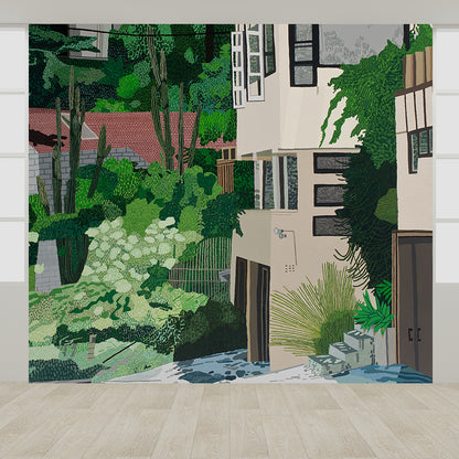 Green Human Landscape Mural Wallpaper Stain Resistant Modern Living Room Wall Covering Green Clearhalo 'Wall Decor' 'Wall Mural' 1595060