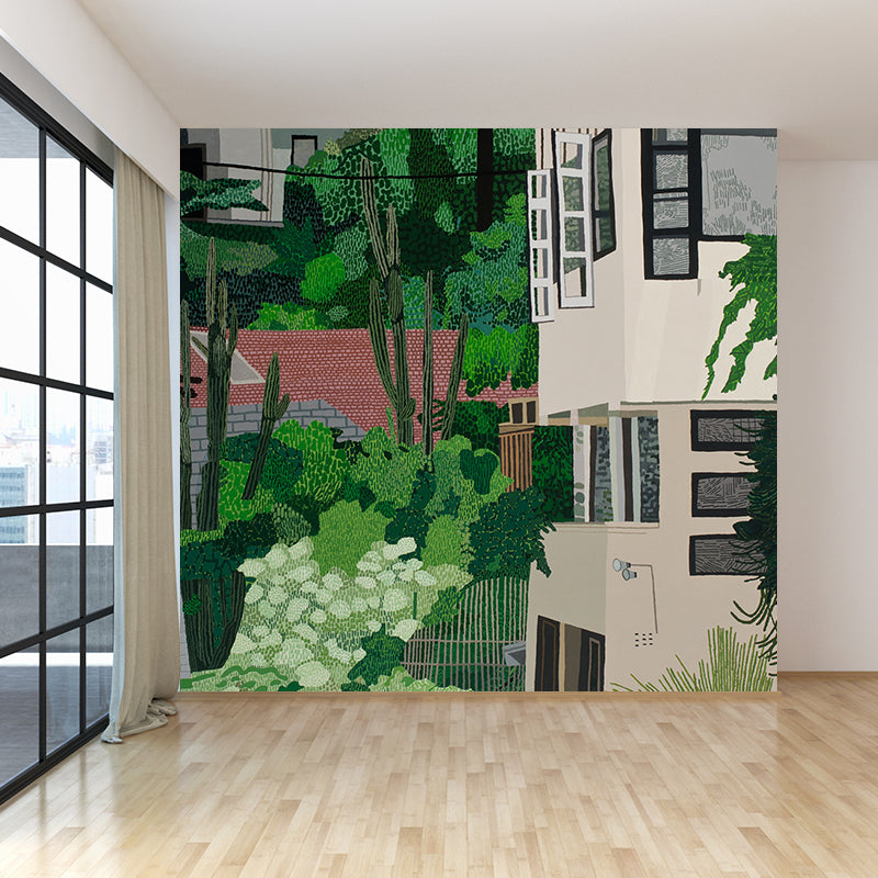 Green Human Landscape Mural Wallpaper Stain Resistant Modern Living Room Wall Covering Clearhalo 'Wall Decor' 'Wall Mural' 1595062