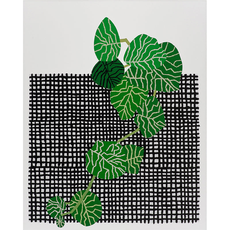 Plaid and Plant Wall Mural Modern Decorative Living Room Wall Covering, Custom Size Available Clearhalo 'Wall Decor' 'Wall Mural' 1595068