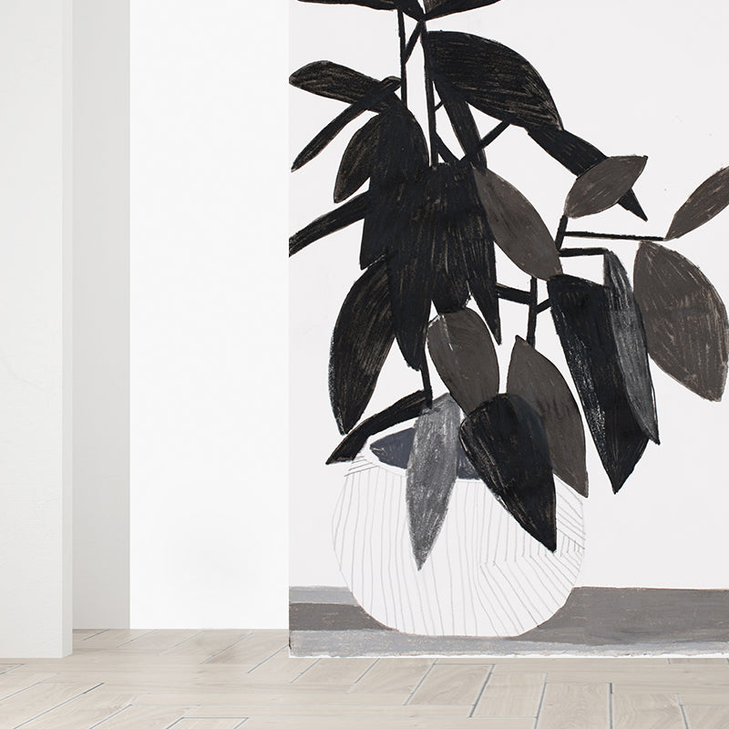 Moisture Resistant Potting Mural Decal Non-Woven Modern Wall Decor for Dining Room White Clearhalo 'Wall Decor' 'Wall Mural' 1595080