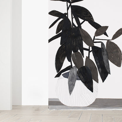 Moisture Resistant Potting Mural Decal Non-Woven Modern Wall Decor for Dining Room White Clearhalo 'Wall Decor' 'Wall Mural' 1595080