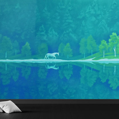 Modern Nature Plants Mural Decal Green Living Room Wall Covering, Custom Printed Green Clearhalo 'Wall Decor' 'Wall Mural' 1595085