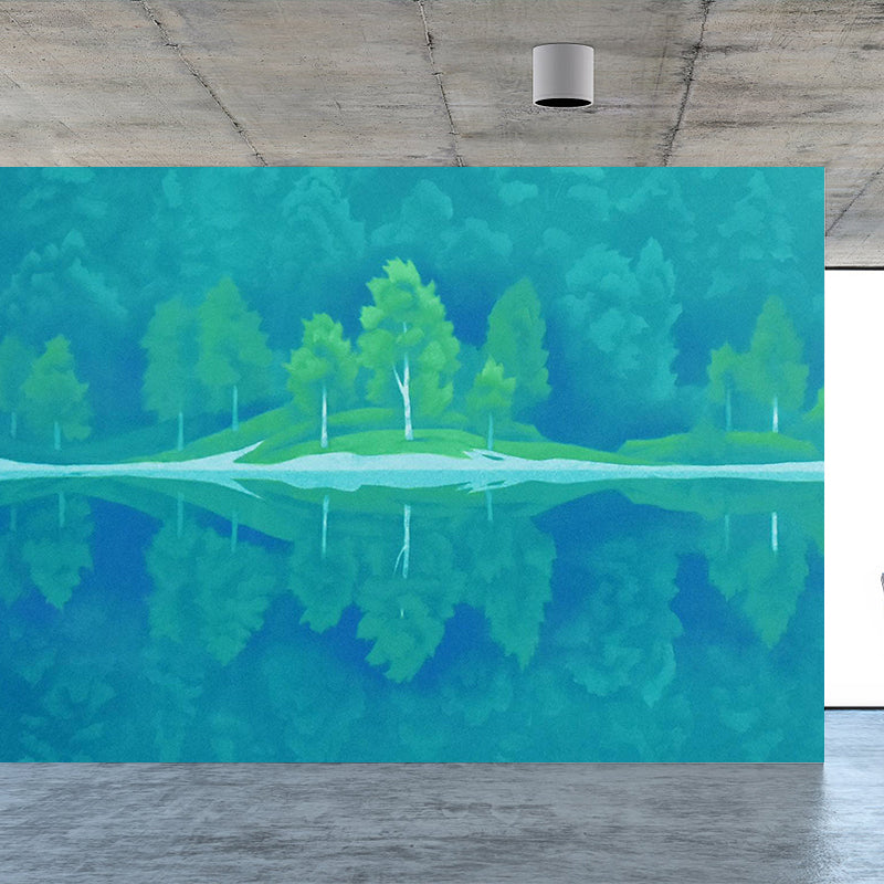 Modern Nature Plants Mural Decal Green Living Room Wall Covering, Custom Printed Clearhalo 'Wall Decor' 'Wall Mural' 1595086