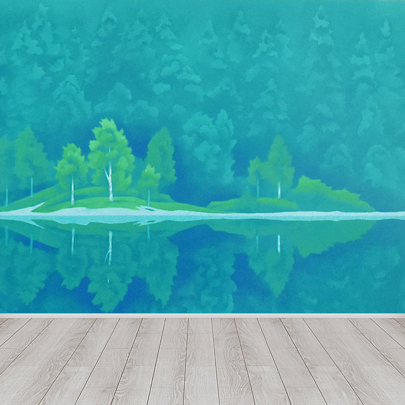 Modern Nature Plants Mural Decal Green Living Room Wall Covering, Custom Printed Clearhalo 'Wall Decor' 'Wall Mural' 1595087