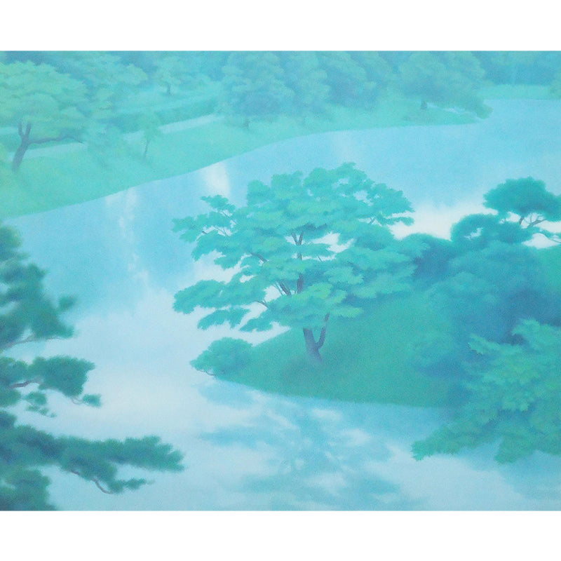 Contemporary Forest and River Mural Green Dining Room Wall Art, Custom Size Available Clearhalo 'Wall Decor' 'Wall Mural' 1595093