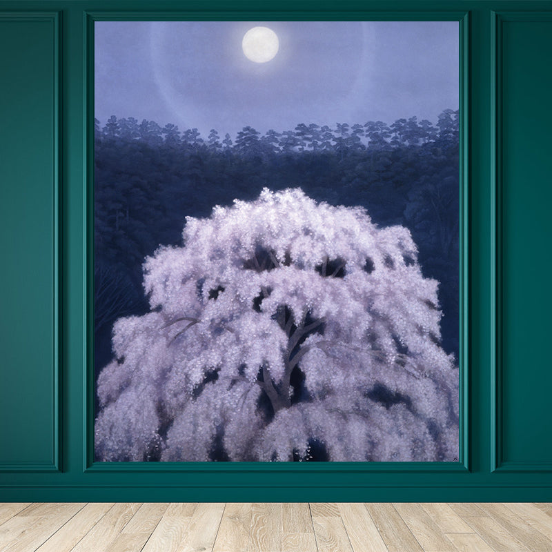 Stain Resistant Cherry Tree Mural Non-Woven Cloth Modern Wall Art for Girls Room Grey Clearhalo 'Wall Decor' 'Wall Mural' 1595105