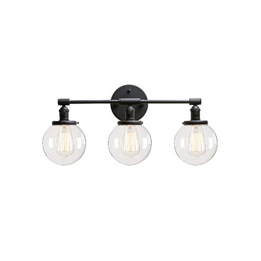 Black 3 Lights Sconce Light Industrial Clear Glass Bubble Shade Lighting Fixture for Outdoor Clearhalo 'Cast Iron' 'Glass' 'Industrial wall lights' 'Industrial' 'Middle century wall lights' 'Modern' 'Tiffany' 'Traditional wall lights' 'Wall Lamps & Sconces' 'Wall Lights' Lighting' 159510