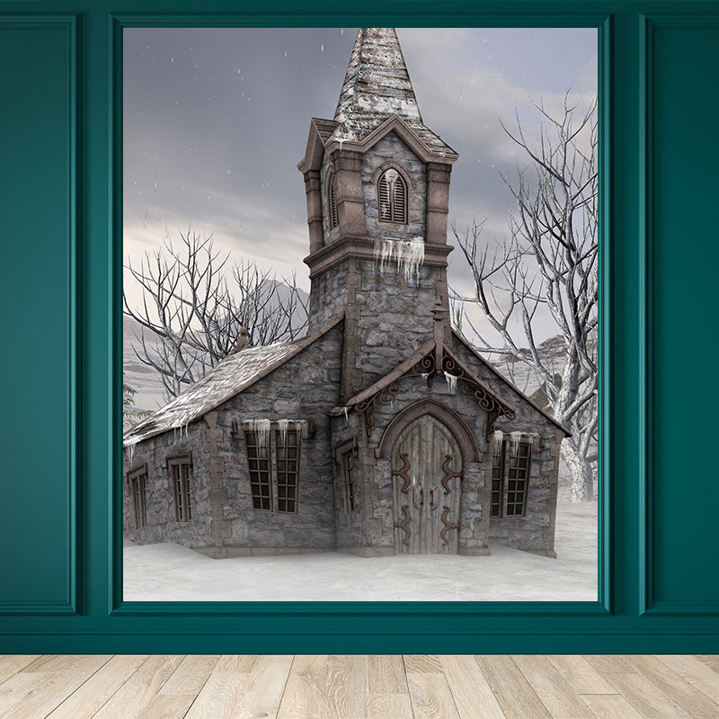 House Wall Mural Modern Decorative Living Room Wall Covering, Custom Size Available Grey Clearhalo 'Wall Decor' 'Wall Mural' 1595135