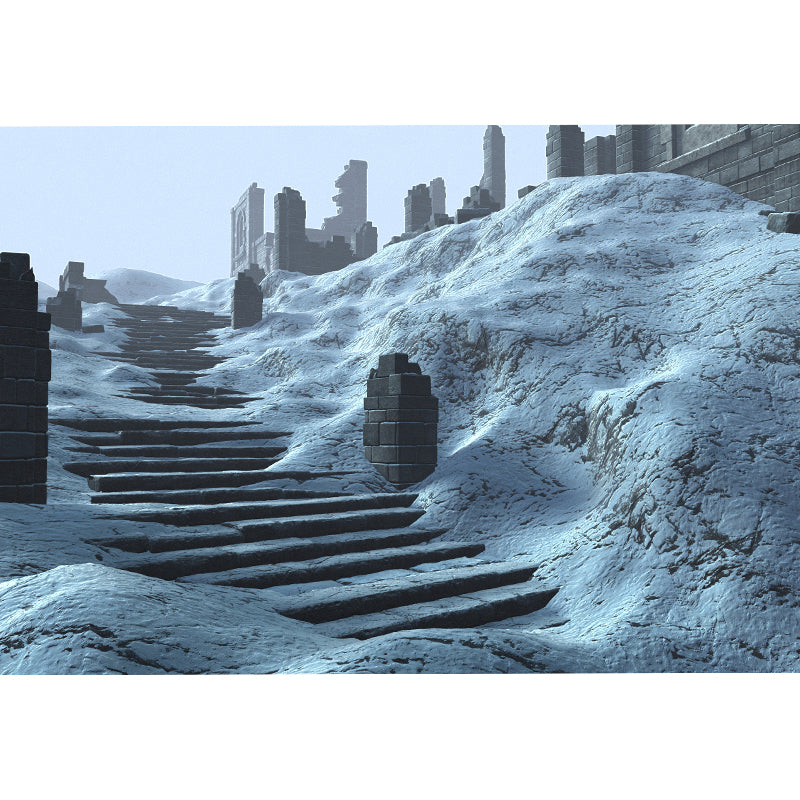 Contemporary Hill Stairs Mural Wallpaper White Outdoor Architecture Wall Covering Clearhalo 'Wall Decor' 'Wall Mural' 1595148