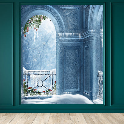 Contemporary Arched Door Mural Decal Blue Dining Bedroom Wall Decor, Personalized Blue Clearhalo 'Wall Decor' 'Wall Mural' 1595160