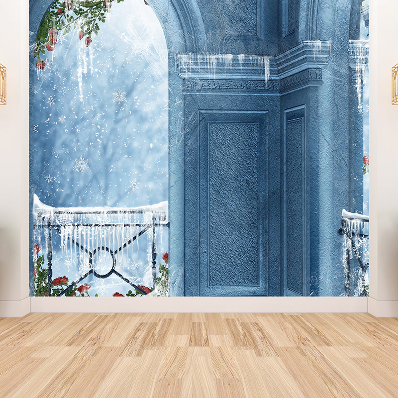 Contemporary Arched Door Mural Decal Blue Dining Bedroom Wall Decor, Personalized Clearhalo 'Wall Decor' 'Wall Mural' 1595161