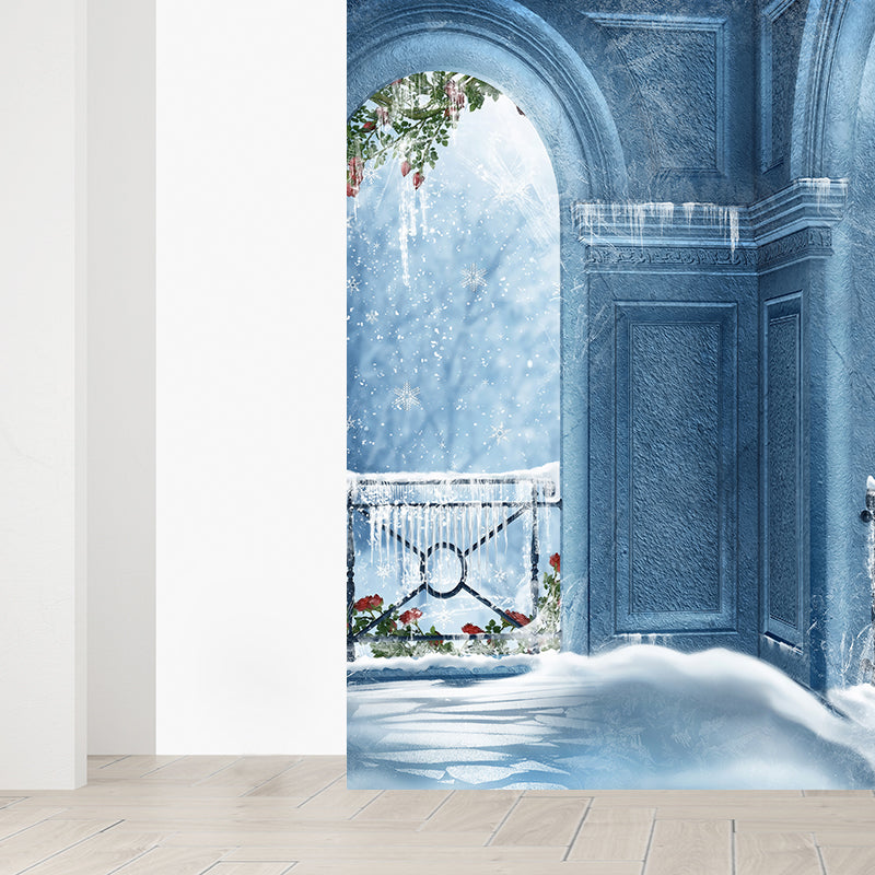 Contemporary Arched Door Mural Decal Blue Dining Bedroom Wall Decor, Personalized Clearhalo 'Wall Decor' 'Wall Mural' 1595162