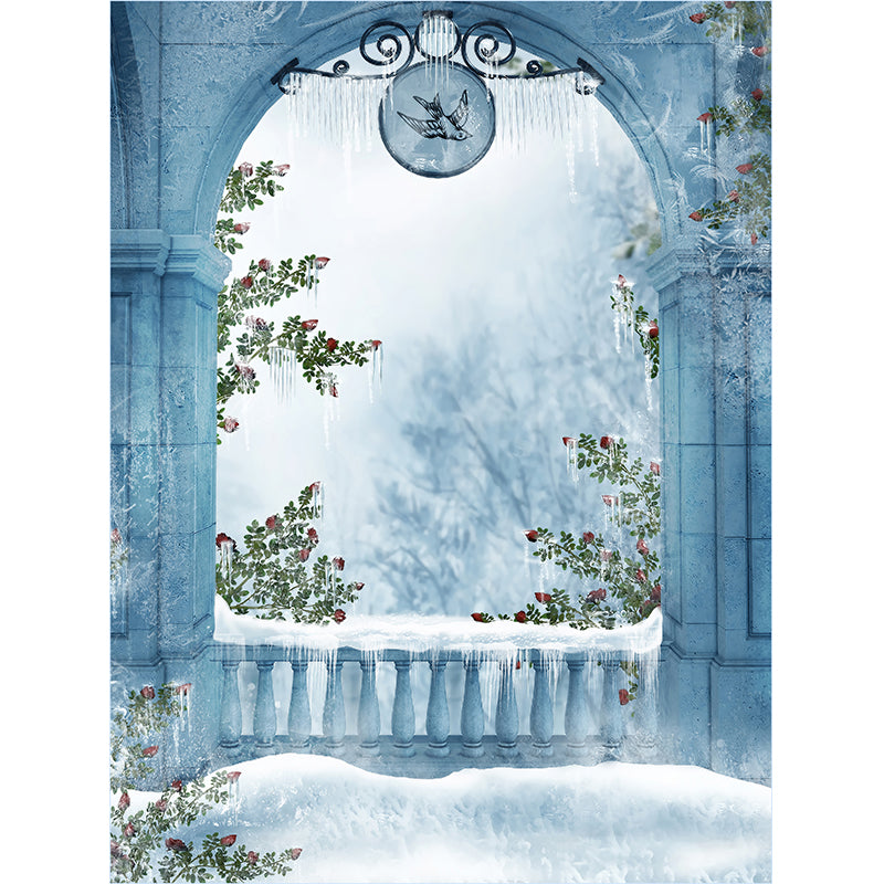 Modern Winter View Mural Wallpaper for Boys Bedroom Full Size Wall Covering in Blue Clearhalo 'Wall Decor' 'Wall Mural' 1595168