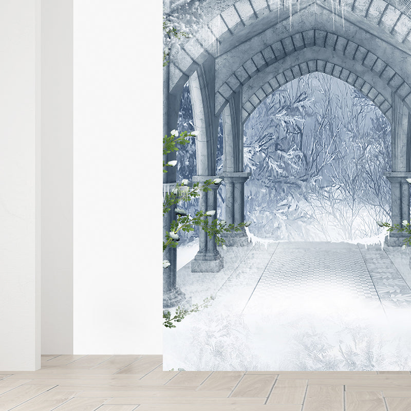 Contemporary Winter Bower Wall Mural White Decorative Wall Covering for Living Room Clearhalo 'Wall Decor' 'Wall Mural' 1595172