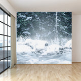 Modern Winter Forest Mural Non-Woven Texture Waterproof White Wall Art for Bedroom Clearhalo 'Wall Decor' 'Wall Mural' 1595177