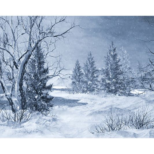 Non-Woven Decorative Wall Mural Modern Winter Botanical and Snowfield Wall Covering Clearhalo 'Wall Decor' 'Wall Mural' 1595183