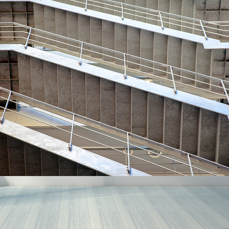 Modern Slide Staircase Mural Wallpaper Non-Woven Washable Grey Wall Covering for Bedroom Grey Clearhalo 'Wall Decor' 'Wall Mural' 1595190