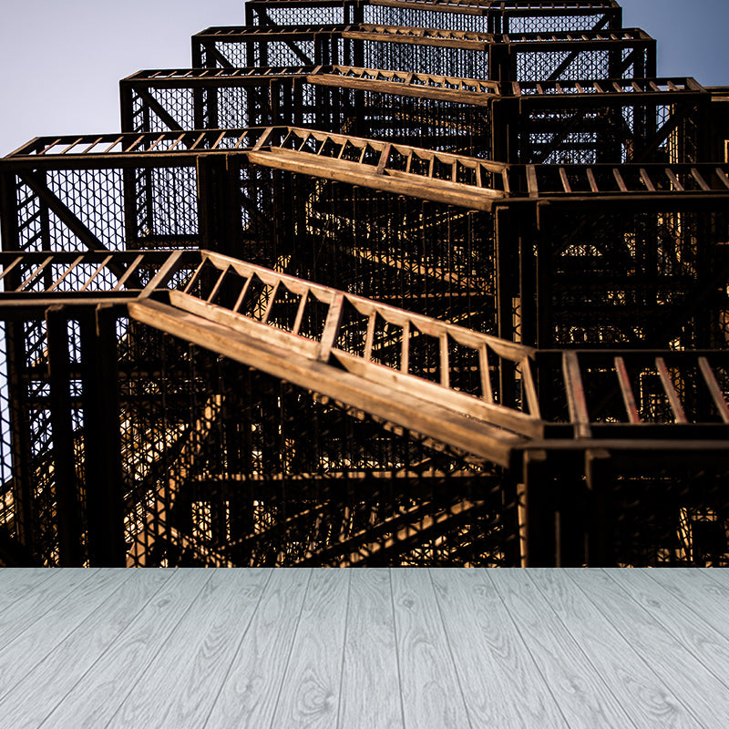 Black Stairs Wallpaper Mural Waterproofing Modernism Living Room Wall Decor, Custom Print Clearhalo 'Wall Decor' 'Wall Mural' 1595216