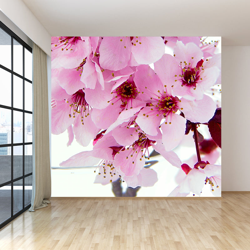 Pink Flower Blossom Wall Mural Moisture Resistant Modern Living Room Wall Covering Clearhalo 'Wall Decor' 'Wall Mural' 1595232