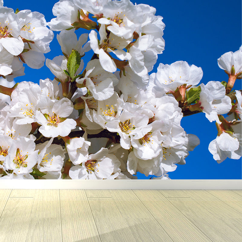 Whole Cherry Wall Mural for Bedroom Floral Print Wall Art in Blue for Interior Decor Clearhalo 'Wall Decor' 'Wall Mural' 1595246