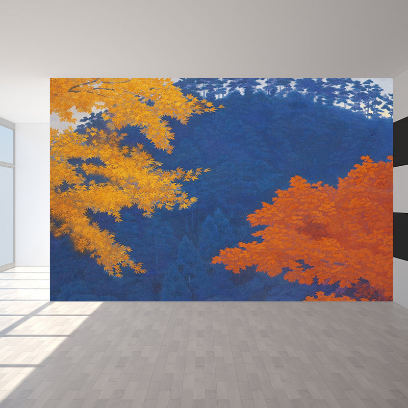 Extra Large Maple Trees Mural Wallpaper Modern Chilling Forest Wall Covering in Blue Blue Clearhalo 'Wall Decor' 'Wall Mural' 1595295