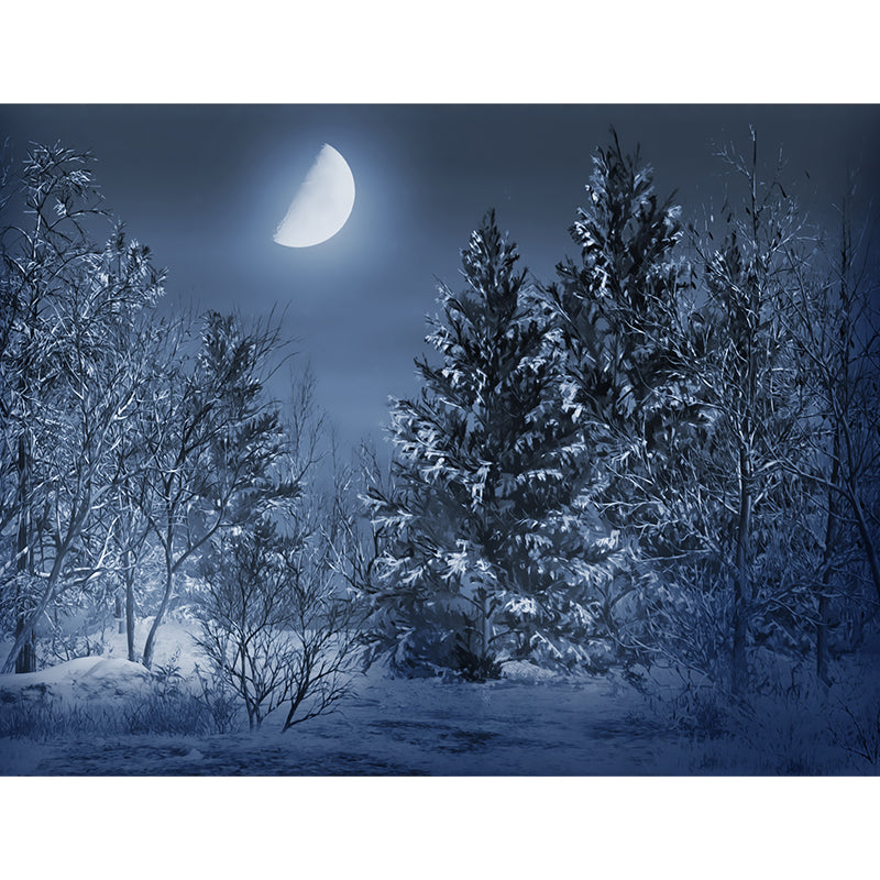 Gray Moon and Trees Mural Wallpaper for Decoration Modern Living Room Wall Covering Clearhalo 'Wall Decor' 'Wall Mural' 1595343