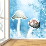 Frozen Trees and Mushrooms Mural Wallpaper for Living Room Winter Wall Art, Custom Clearhalo 'Wall Decor' 'Wall Mural' 1595361