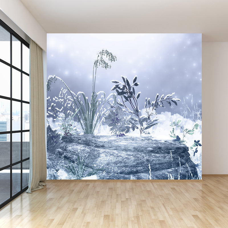 Botanical and Rock Mural Decal Modern Decorative Kitchen Wall Covering, Made to Measure White Clearhalo 'Wall Decor' 'Wall Mural' 1595390