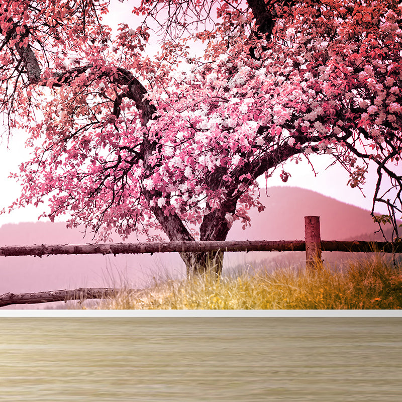 Home Decor Cherry Flower Mural Wallpaper Customized Modern Wall Covering for Kitchen Clearhalo 'Wall Decor' 'Wall Mural' 1595416