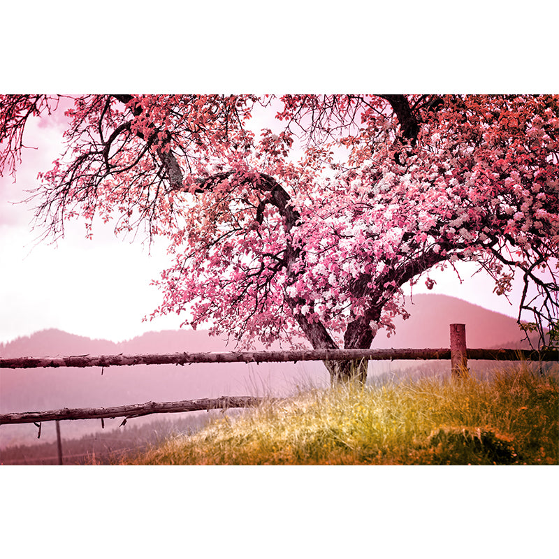 Home Decor Cherry Flower Mural Wallpaper Customized Modern Wall Covering for Kitchen Clearhalo 'Wall Decor' 'Wall Mural' 1595418