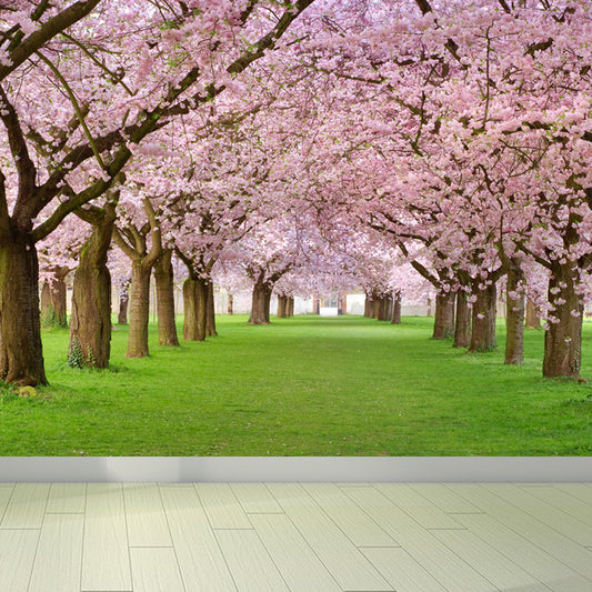 Extra Large Modern Mural Wallpaper in Pink Cherry Trees Wall Decor, Custom Printed Clearhalo 'Wall Decor' 'Wall Mural' 1595421