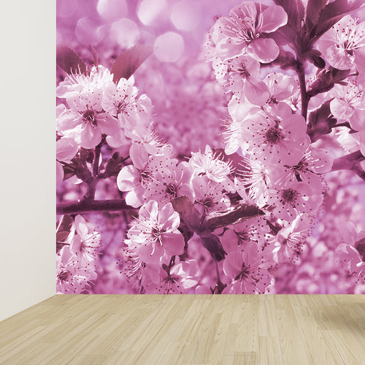 Whole Cherry Tree Mural Decal Pink Non-Woven Fabric Wall Art for House Decor, Custom Clearhalo 'Wall Decor' 'Wall Mural' 1595461