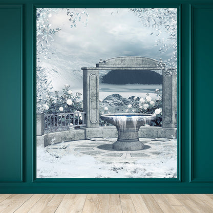 Illustration Style Courtyard Wall Mural for Living Room, White, Custom Size Available White-Area (L×W) 69.44sq ft-Item.no-13 custom Clearhalo 'Wall Decor' 'Wall Mural' 1595570