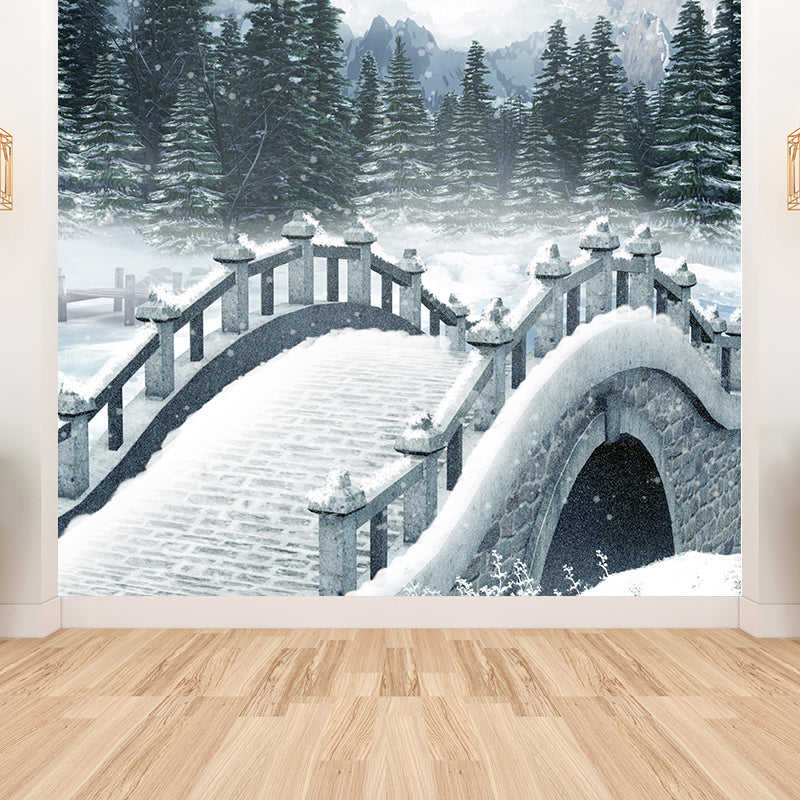 Extra Large Arch Bridge Mural White Non-Woven Wall Art for Home Decor, Personalised White Clearhalo 'Wall Decor' 'Wall Mural' 1595580