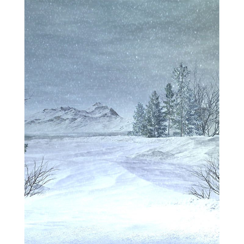 Giant Contemporary Wall Mural in White Plain Snow Scene Wall Decor, Custom Printed Clearhalo 'Wall Decor' 'Wall Mural' 1595598