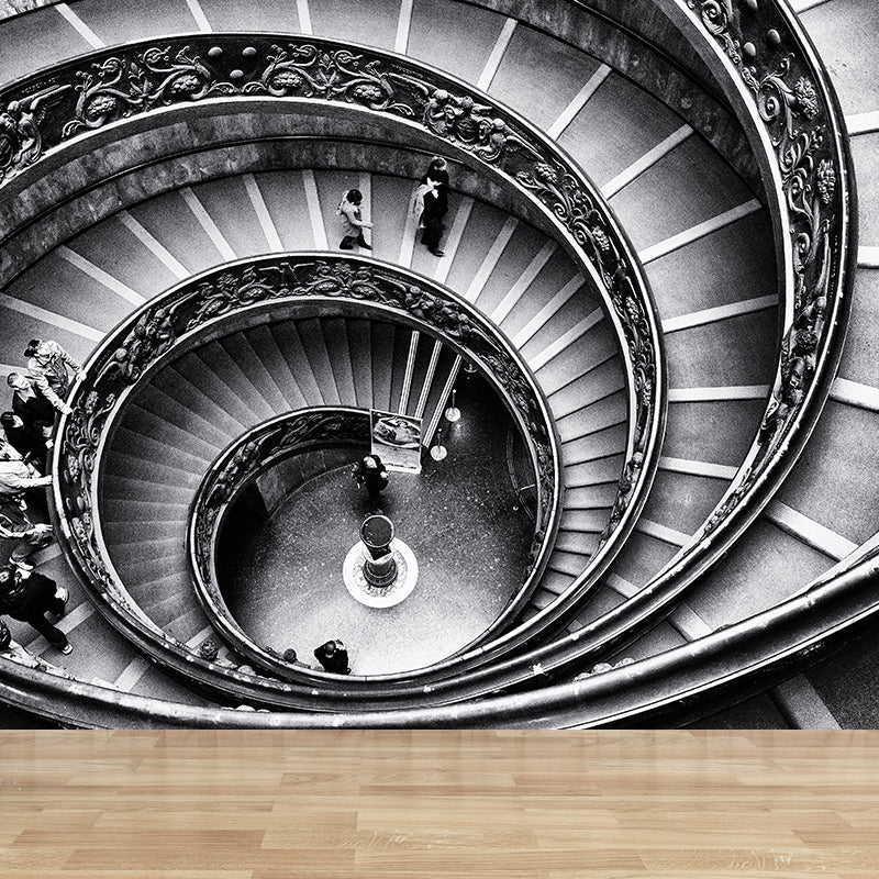 Dark Grey Spiral Stairway Mural Decal Moisture Resistant Modern Bedroom Wall Covering Clearhalo 'Wall Decor' 'Wall Mural' 1595632