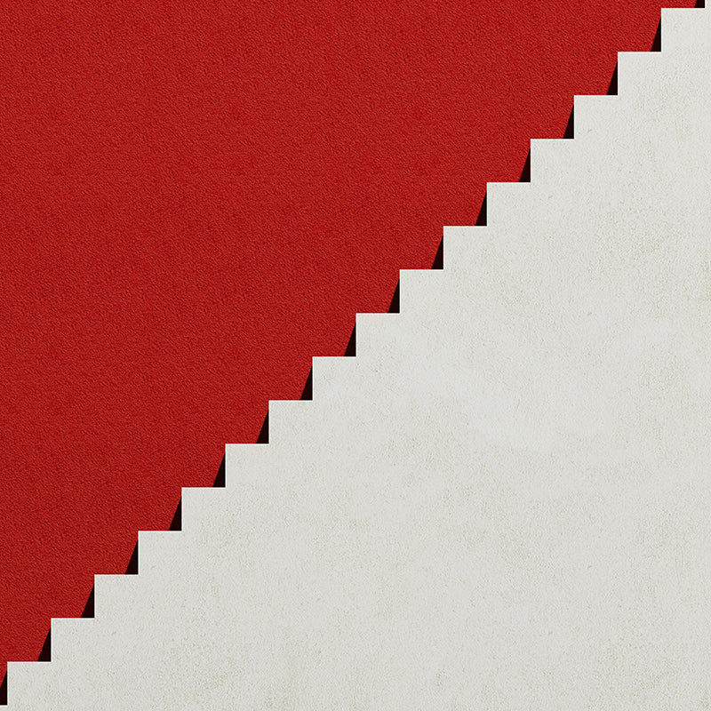 Non-Woven Waterproof Mural Simplicity Side View of Stairs Wall Covering in Red-Grey Clearhalo 'Wall Decor' 'Wall Mural' 1595648