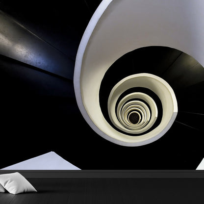 Modern Whirling Pattern Wall Mural Black and White Bedroom Wall Decor, Made to Measure Black-White Clearhalo 'Wall Decor' 'Wall Mural' 1595655