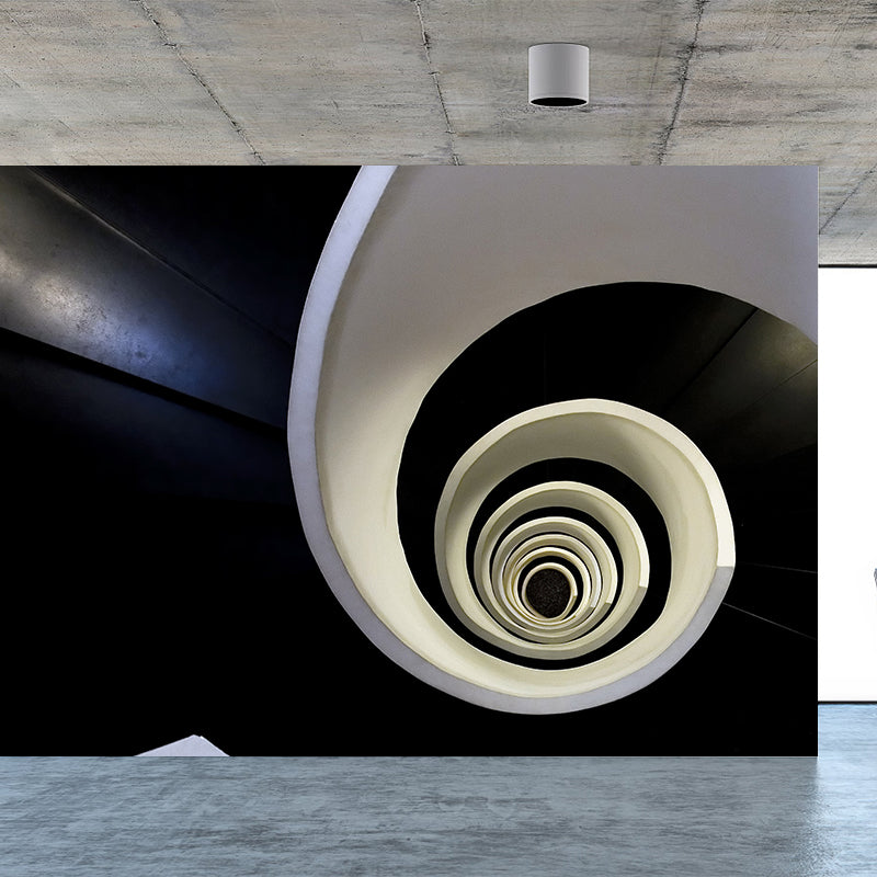 Modern Whirling Pattern Wall Mural Black and White Bedroom Wall Decor, Made to Measure Clearhalo 'Wall Decor' 'Wall Mural' 1595656