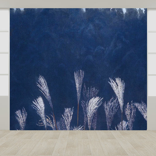 Big Woodland Mural for Kitchen Botanical Print Wall Decor in Blue, Stain Resistant Clearhalo 'Wall Decor' 'Wall Mural' 1595737