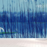 Huge Contemporary Mural Wallpaper in Blue Reed Grass Wall Art, Custom Size Available Clearhalo 'Wall Decor' 'Wall Mural' 1595747