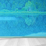 Large Vegetal Wall Mural Contemporary Relaxing Floral Wall Covering in Turquoise Clearhalo 'Wall Decor' 'Wall Mural' 1595752
