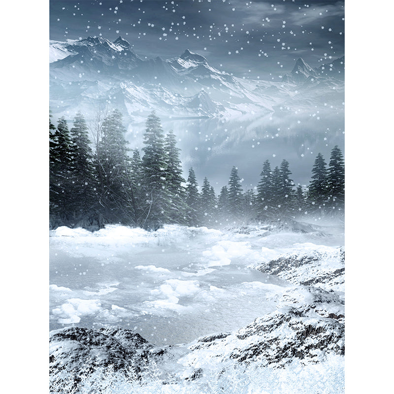 Contemporary Winter Pine Trees Mural White Waterproofing Wall Decor for Boys Room Clearhalo 'Wall Decor' 'Wall Mural' 1595763