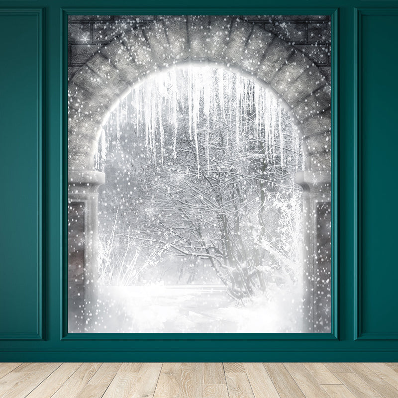 Modern Snow Crystals Mural Decal White Dining Bedroom Wall Covering, Personalized White Clearhalo 'Wall Decor' 'Wall Mural' 1595775