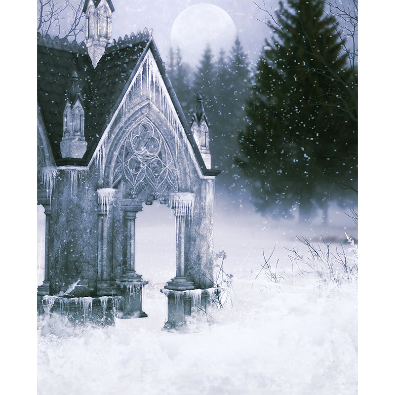 Contemporary Winter Building Wall Mural for Girls Bedroom Full Size Wall Covering in White Clearhalo 'Wall Decor' 'Wall Mural' 1595783