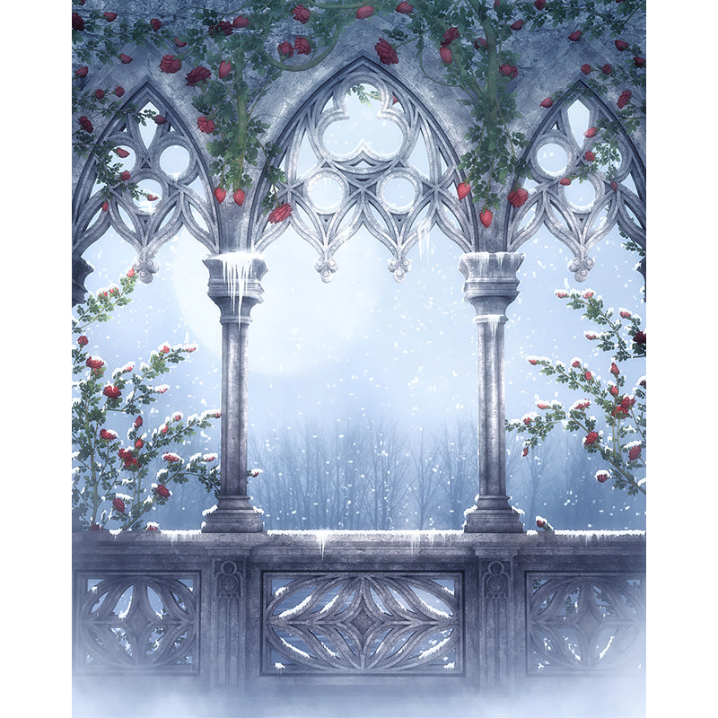 Modern Winter Flower Print Mural Decal Grey Decorative Wall Covering for Dining Room Clearhalo 'Wall Decor' 'Wall Mural' 1595788