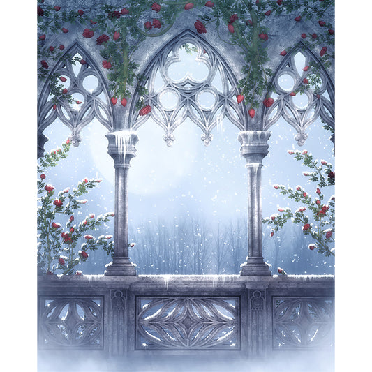 Modern Winter Flower Print Mural Decal Grey Decorative Wall Covering for Dining Room Clearhalo 'Wall Decor' 'Wall Mural' 1595788