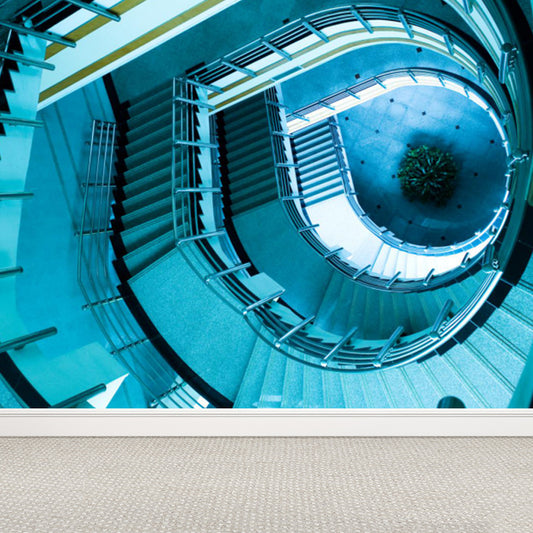 House Interior Stairs View Mural Modern Style Water-Proof Living Room Wall Art, Custom Print Clearhalo 'Wall Decor' 'Wall Mural' 1595807