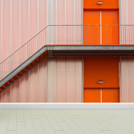 Smooth Large Pink Mural Modern Factory Interior Stairway Wall Art, Customized Size Clearhalo 'Wall Decor' 'Wall Mural' 1595822